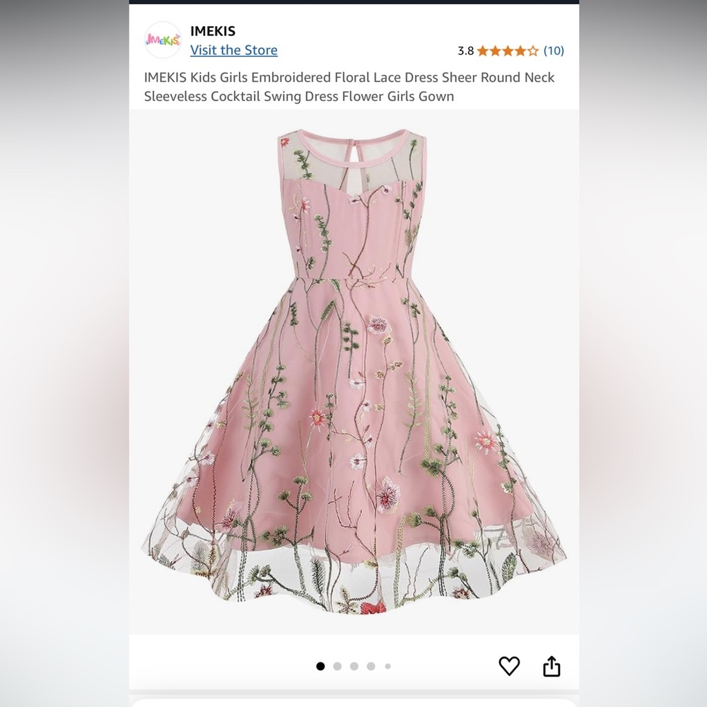 MEK Pink Floral Embroidered Kids Formal Dress